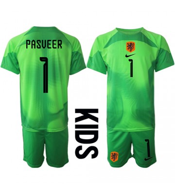 Holland Remko Pasveer #1 Målmand Replika Babytøj Hjemmebanesæt Børn VM 2022 Kortærmet (+ Korte bukser)
